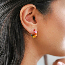 Load image into Gallery viewer, Gold Rainbow Hoop Enamel Earrings
