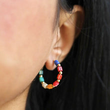 Load image into Gallery viewer, Small Beaded Hoop Earrings
