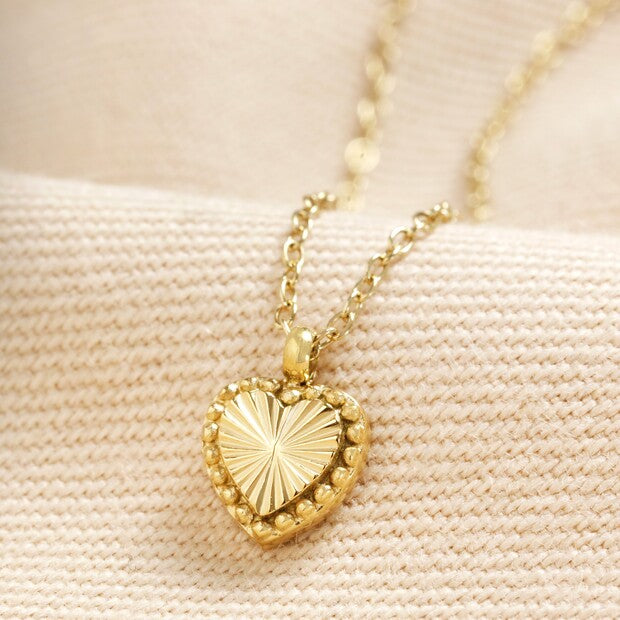 Gold Antiqued Heart Necklace