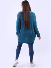 Load image into Gallery viewer, Teal Wool Mix Blanket Stitch Sweater
