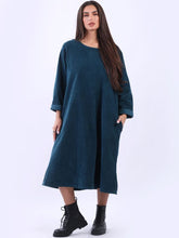 Load image into Gallery viewer, Teal Corduroy Midi Dress
