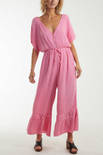 Load image into Gallery viewer, Pink Jumpsuit with Broderie Detail
