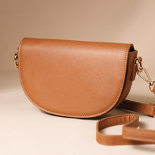 Load image into Gallery viewer, Tan Vegan Leather Half Moon Bag
