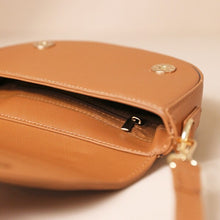 Load image into Gallery viewer, Tan Vegan Leather Half Moon Bag
