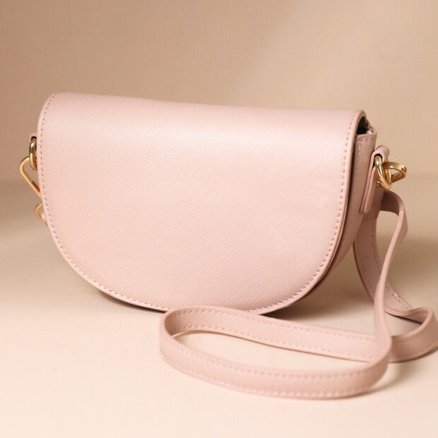 Pink Vegan Leather Half Moon Bag