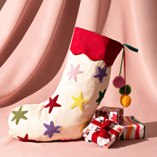 Load image into Gallery viewer, Stars &amp; Pom Poms Christmas Stocking
