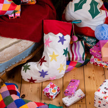 Load image into Gallery viewer, Stars &amp; Pom Poms Christmas Stocking
