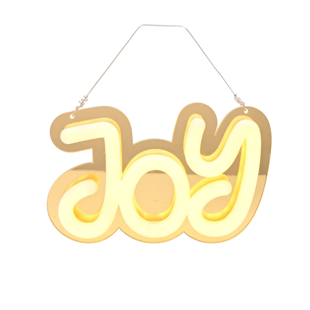 Light Up LED Neon 'Joy' Mirrored Sign