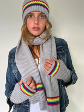 Load image into Gallery viewer, Light Grey Rainbow Scarf
