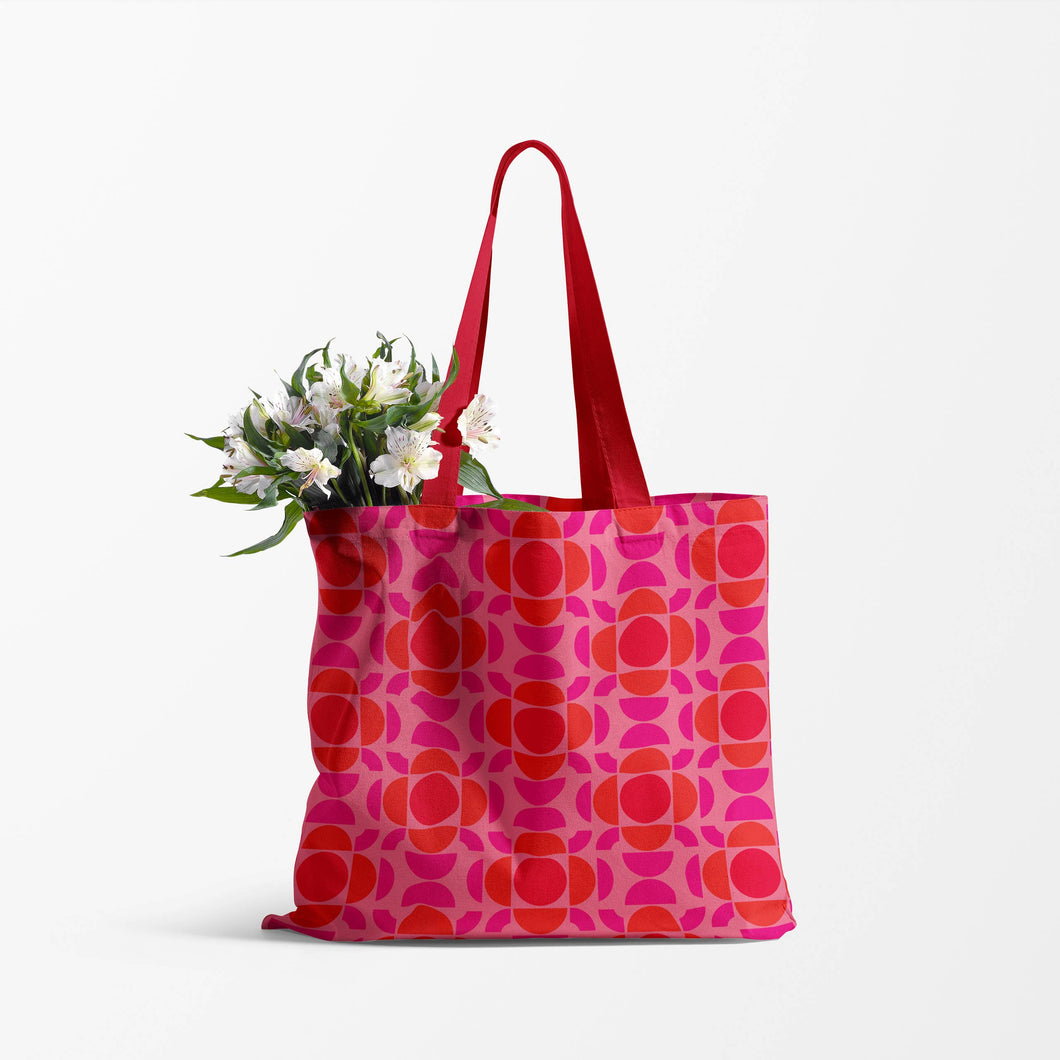 '70s Floral Red Shopper Tote Bag