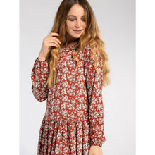Load image into Gallery viewer, Tiered Mini Smock Dress in Rust White Floral

