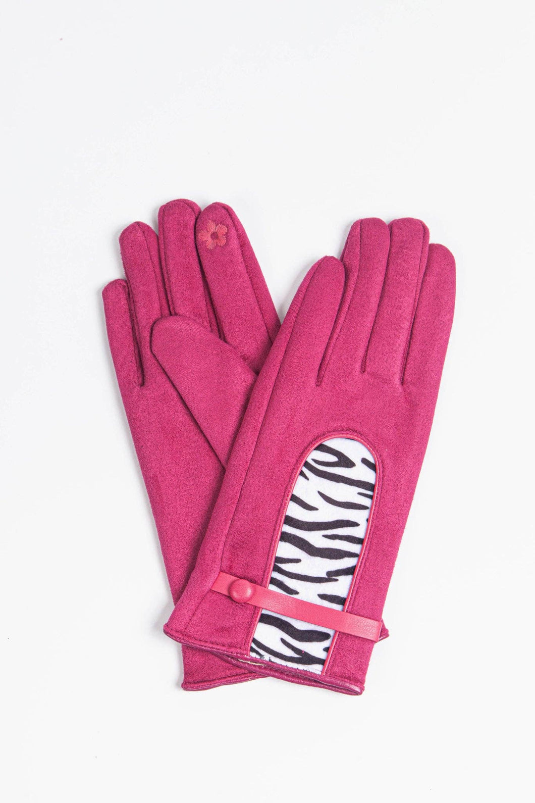 Fuchsia Pink Zebra Print Insert Gloves
