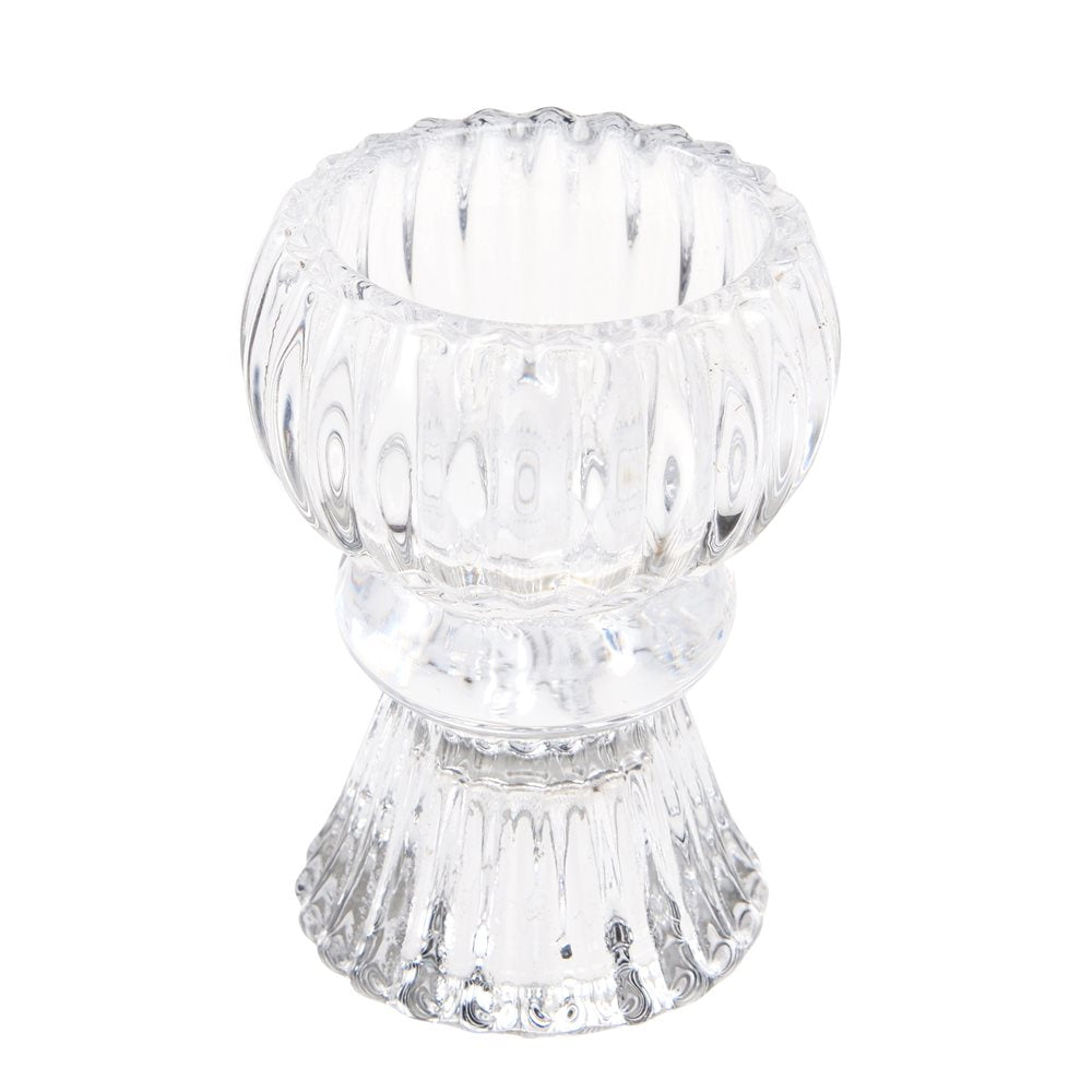 Double Ended Clear Glass Candle Holder