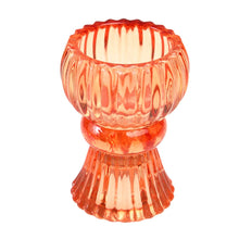 Load image into Gallery viewer, Double Ended Amber Glass Candle Holder

