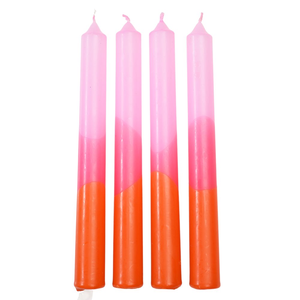 Box of 4 Pink & Orange Dip Dye Candles