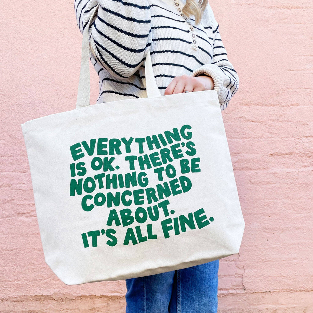 Everything is OK Oversized Canvas Tote Bag