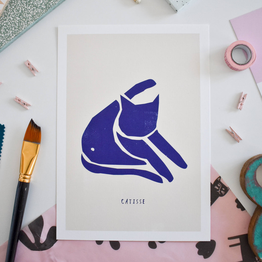 Catisse Blue Cat Art Print