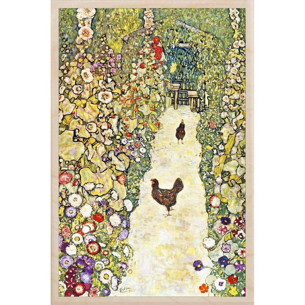 Klimt Garden Path Sustainable Wooden Postcard