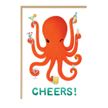 Load image into Gallery viewer, Cheers! Cute Octopus Greetings Card
