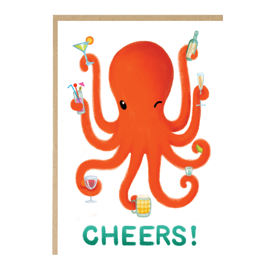 Cheers! Cute Octopus Greetings Card