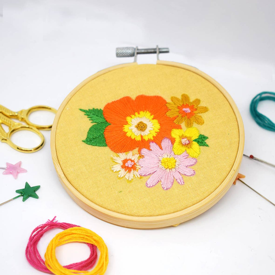Seventies Floral Mini Embroidery Kit