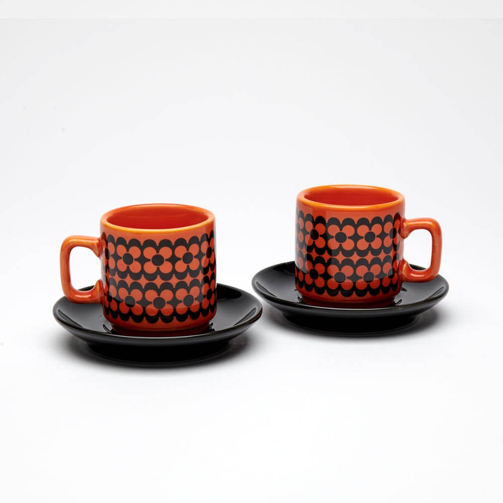 Magpie x Hornsea Espresso set of 2 in Repeat Flower Orange