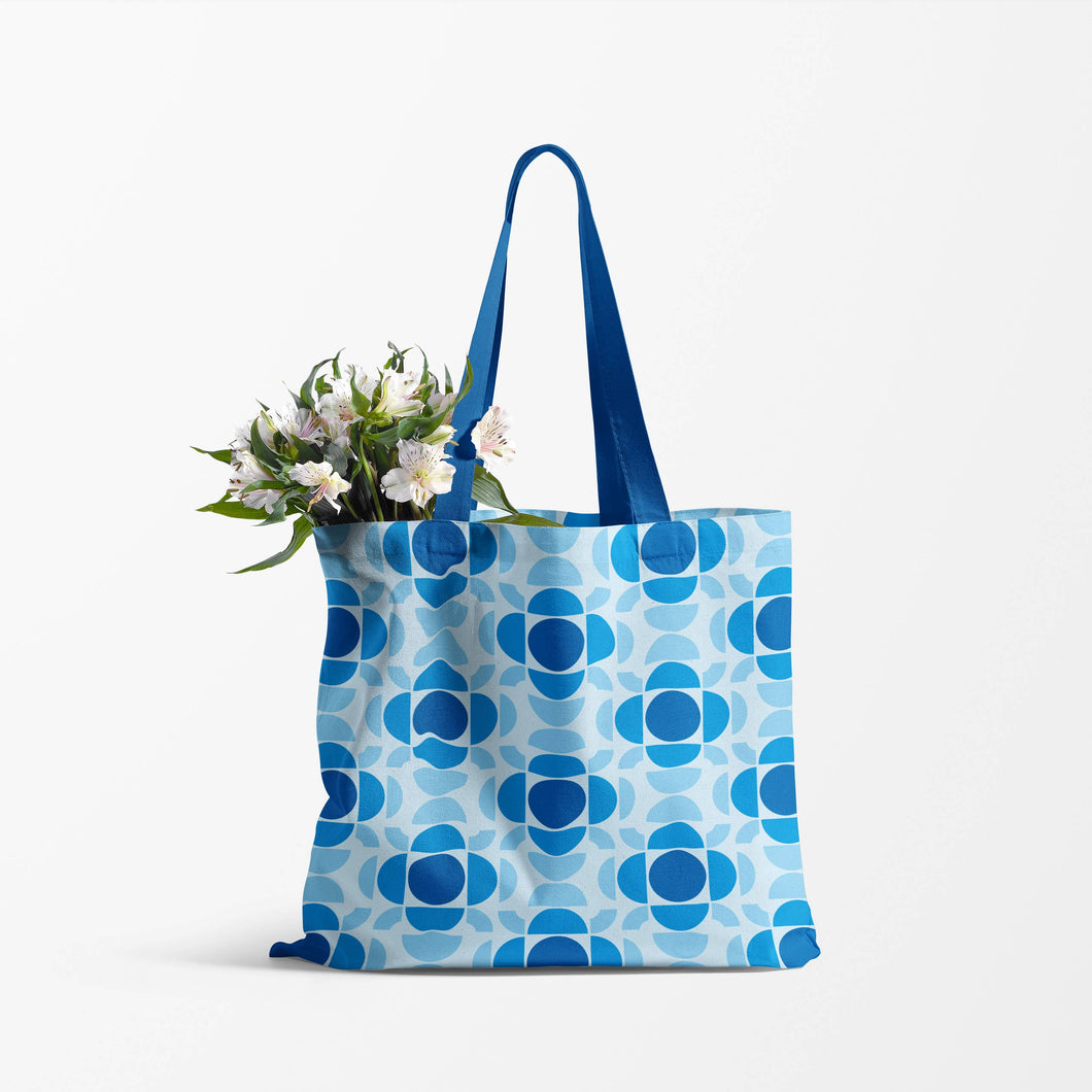 '70s Floral Blue Shopper Tote Bag