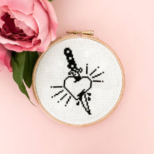 Load image into Gallery viewer, Heart &amp; Dagger Modern Cross Stitch Kit
