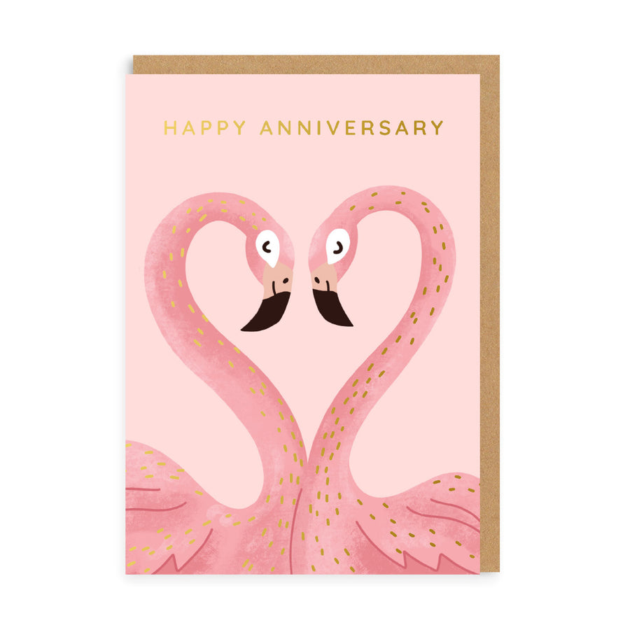 Anniversary Flamingoes Greetings Card