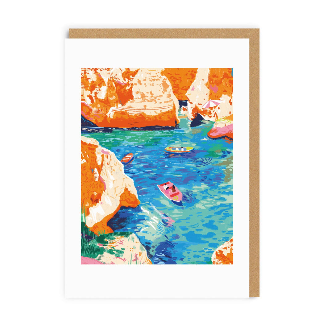 Orange Cliffs Greetings Card