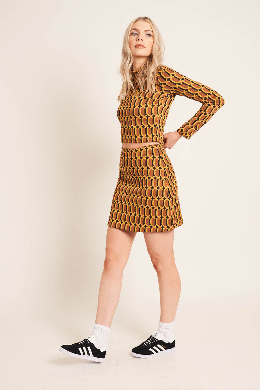 Geo Jacquard Jersey A-Line Mini Skirt