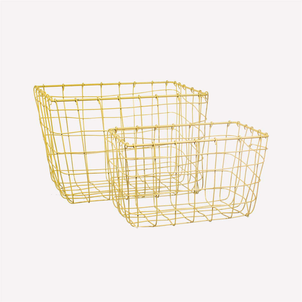 Set of 2 Golden Wire Baskets