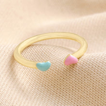 Load image into Gallery viewer, Adjustable Gold Enamel Hearts Ring
