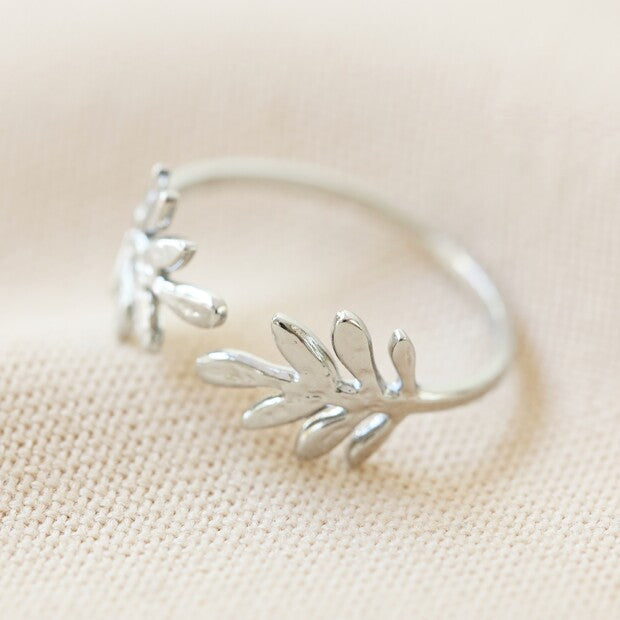 Adjustable Silver Fern Leaf Ring