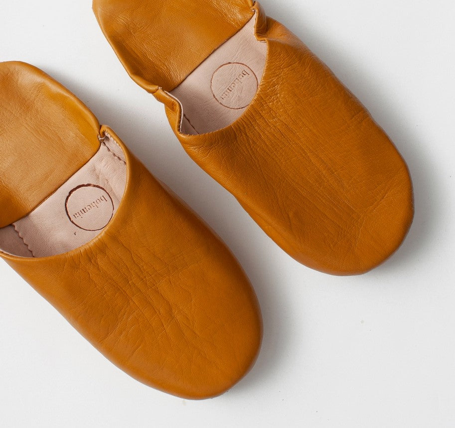 Babouche Ochre Leather Slippers