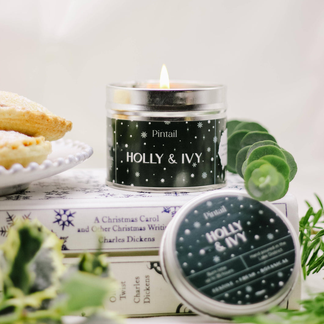Holly & Ivy Scented Candle Tin
