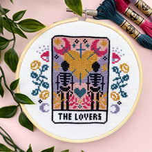 Load image into Gallery viewer, The Lovers Tarot Card Cross Stitch Kit
