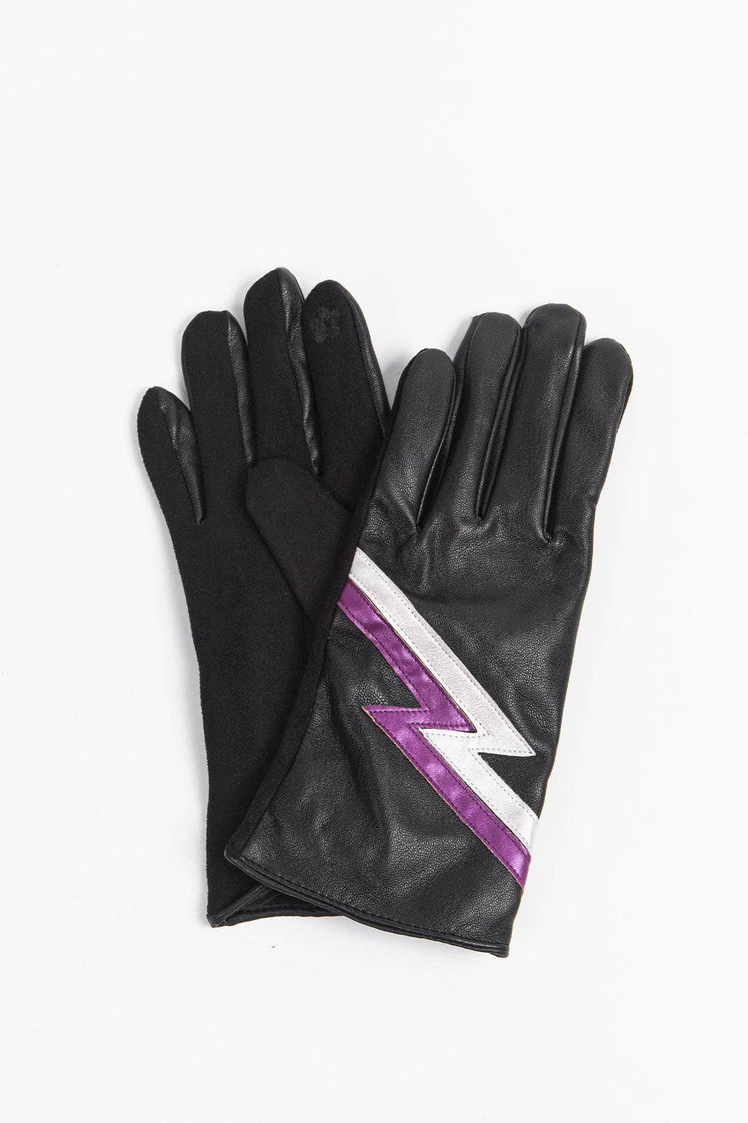 Black & Pink Lightning Bolt Gloves
