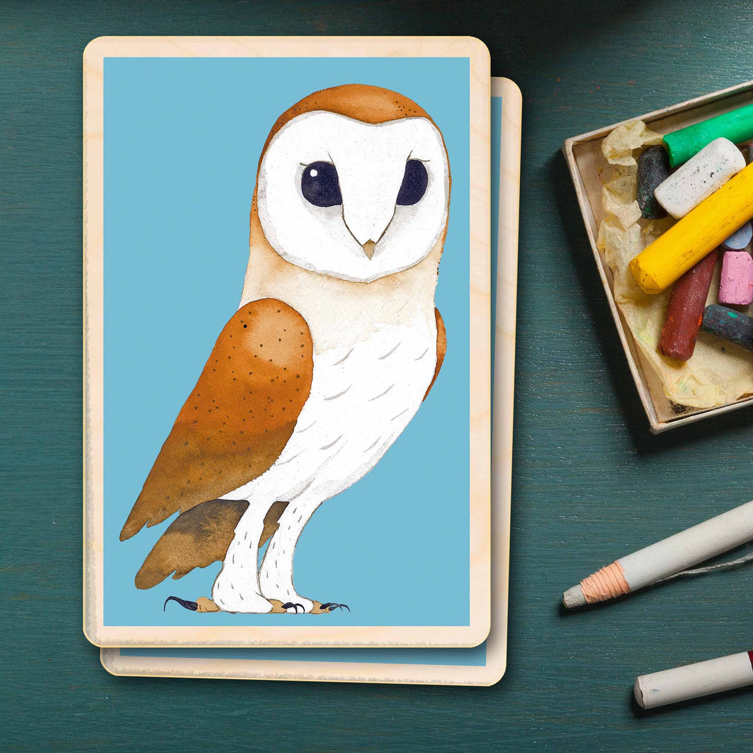 Barn Owl Susatainable Wooden Postcard