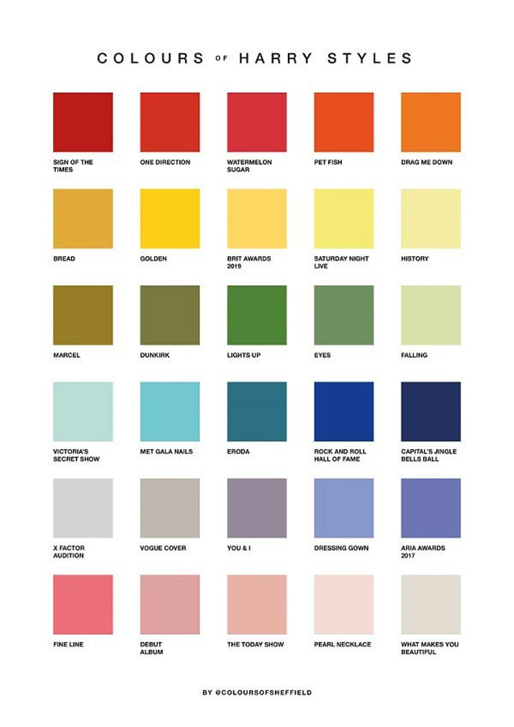 Colours of Harry Styles Print