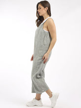 Load image into Gallery viewer, Sage Green Pinstripe Cotton Dungarees
