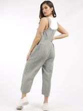 Load image into Gallery viewer, Sage Green Pinstripe Cotton Dungarees
