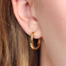 Load image into Gallery viewer, Small Hammered Gold Hoop Earrings
