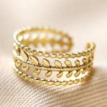 Load image into Gallery viewer, Adjustable Gold Grecian Leaf Ring
