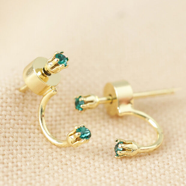 Delicate Emerald Swarovski Gold Stud Earrings