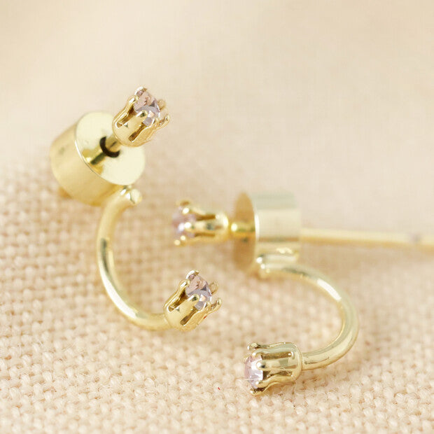 Delicate Lilac Swarovski Gold Stud Earrings