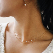 Load image into Gallery viewer, Gold Pearl Layered Chain Necklace
