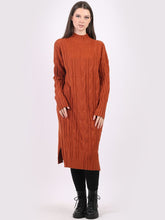 Load image into Gallery viewer, Rust Cable Knit Midi Dress
